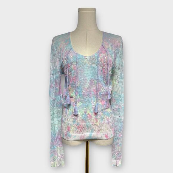 Zadig & Voltaire Delvy Rainbow Colorful Open Knit Sweater Size XS - Picture 3 of 8